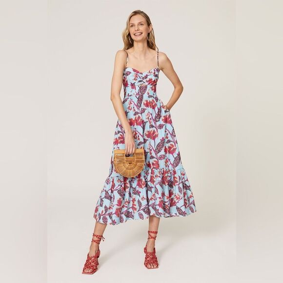 NEW $495 A.L.C. Emilia Printed Midi Dress - Picture 3 of 15